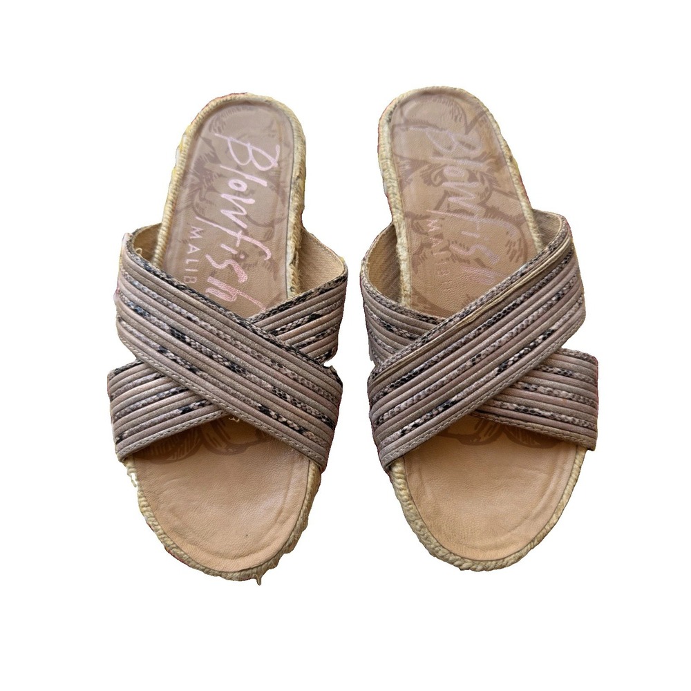 Blowfish Malibu Womens Crisscross Strap Slide Sandals Espadrille Neutral Sz 7